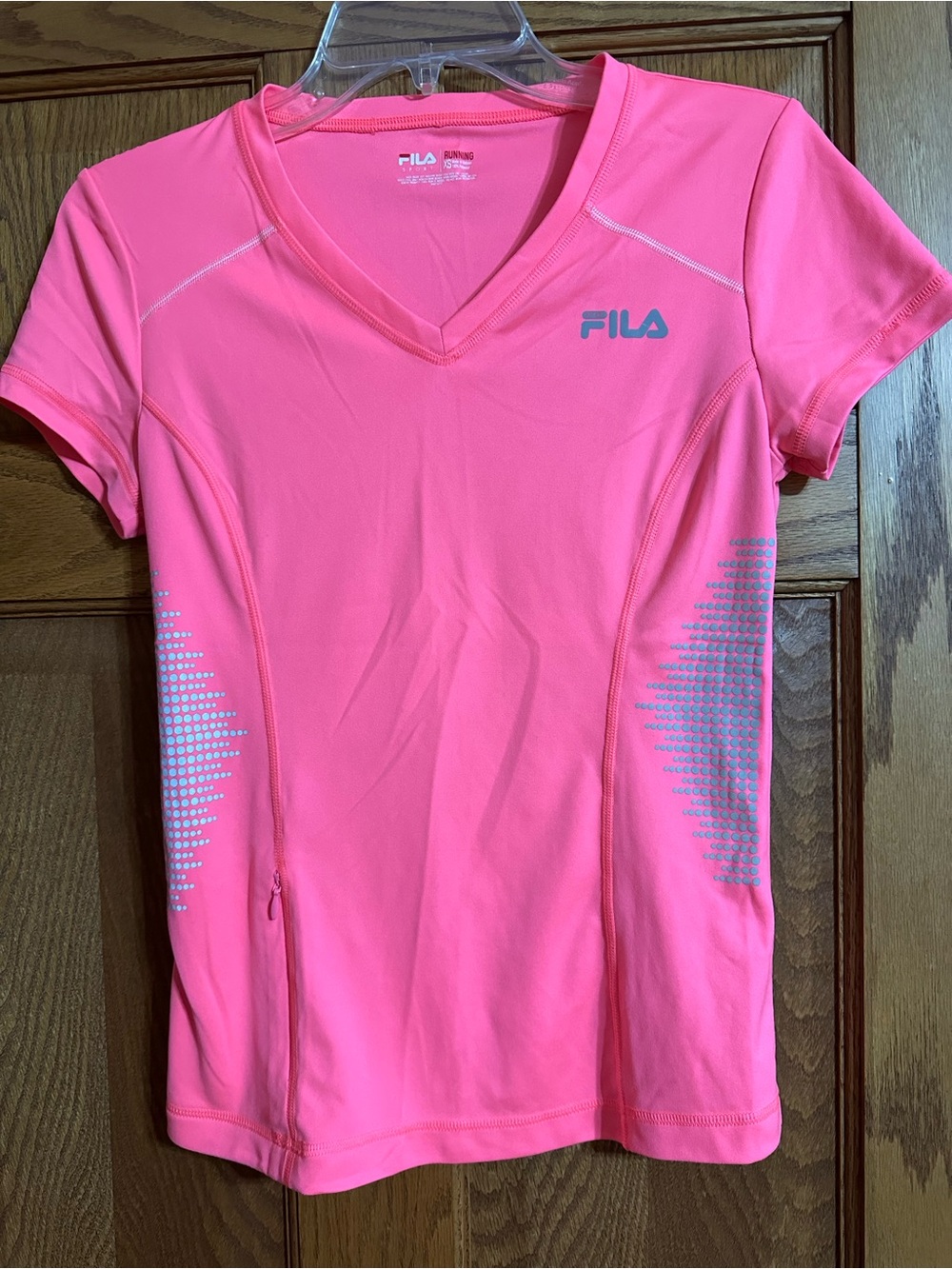 FILA Pink Short-Sleeve V-Neck Performance Top